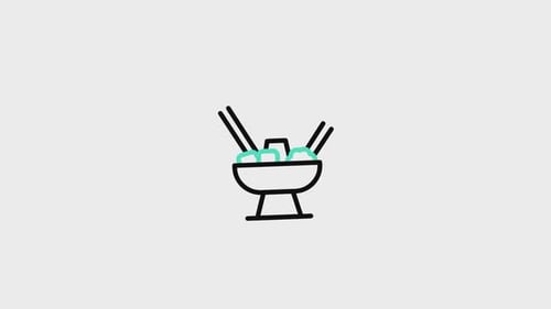 Animated Minimalist Food Icon with Steaming Bowl