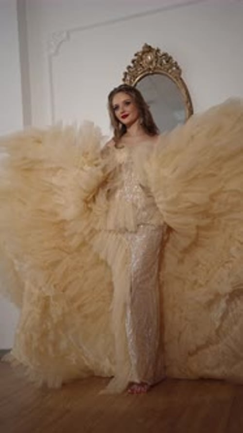 Glamorous Woman Posing in an Elegant Dress