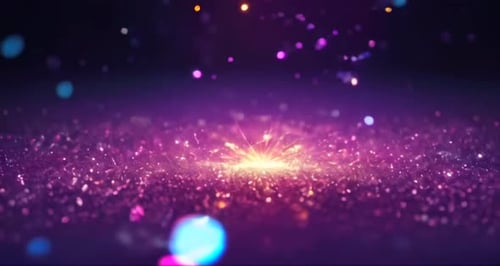 Festive Sparkling Glitter Particles Background with Central Light Burst