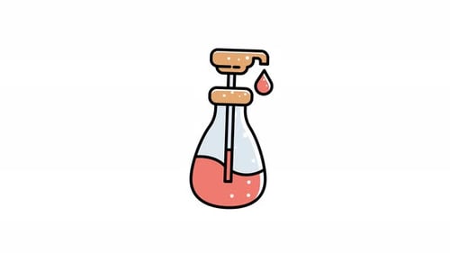 Red liquid soap dispenser icon animation video design