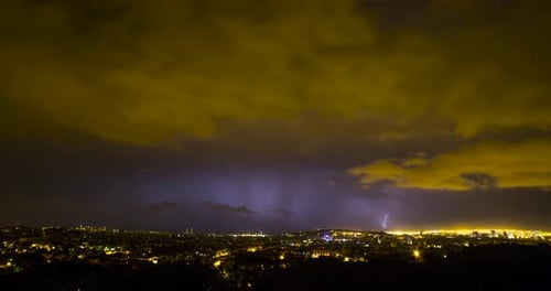 Lightning in Barcelona city, Catalonia, Spain