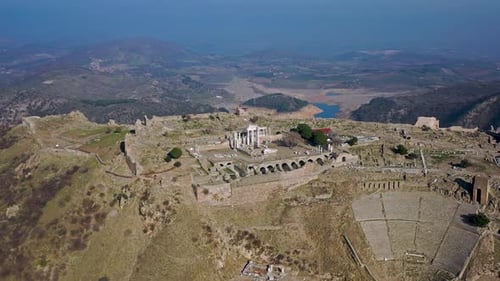 Turkey Bergama Ancient City and general drone view of the city