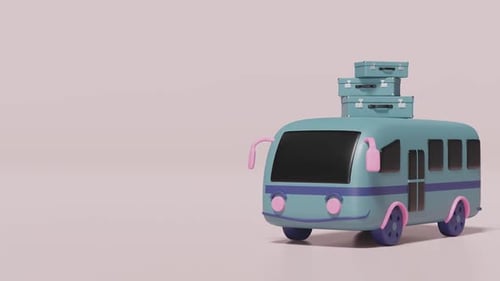 3d tourist buses search for their destinations with luggage