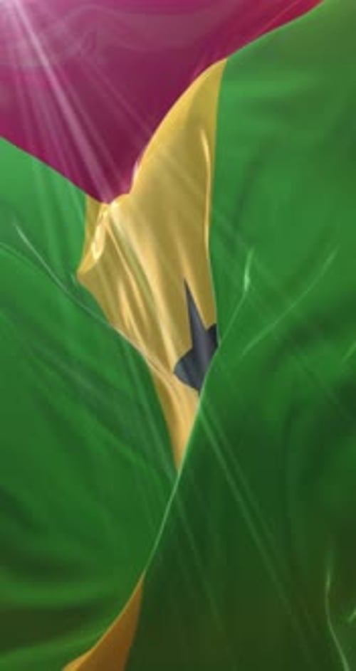 Realistic Ghana Flag Waving Loop Vertical Video