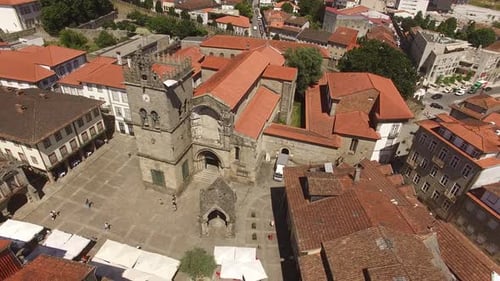 Guimaraes aerial cityscape, Portugal. Traditional architecture and UNESCO world heritage site