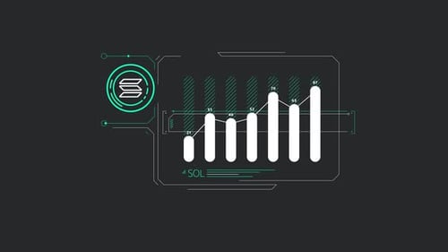 Animated Infographic Of Solana Stock Price Growth On Alpha Channel