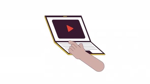 Plataforma de streaming en línea de portátiles, animación a mano de personajes en 2D
