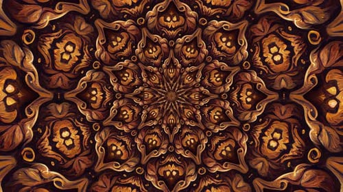 Abstract Mandala Kaleidoscope Motion Background with Painted Texture
