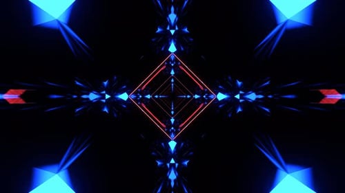 Deep Blue And Red Electric Neon Light Diamond Portal Background Vj Loop In 4K