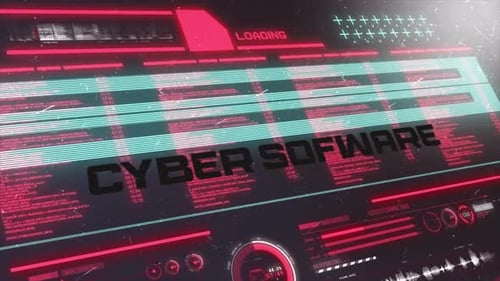 Futuristic Cyber Software Loading Interface with Glitch Effects