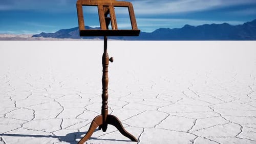 an Old Music Stand is on White Salt Desert