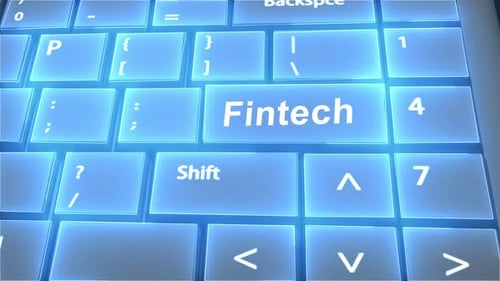 Teclado de computadora futurista Fintech Texto en tecla