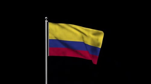 Realistic Waving Colombian Flag Animation on Black Background