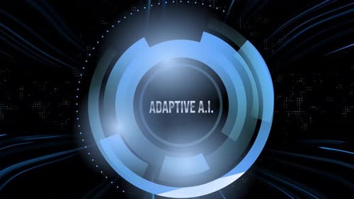 Título adaptativo de IA Hi Tech Glitch con líneas onduladas