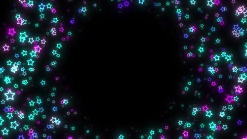 HD Neon Star Frame Animation – Glowing Colorful Sparkle Border Background Loop