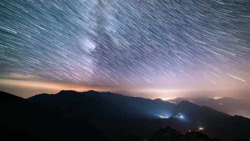 Startrails Milky Way Galaxy Stars over Countryside