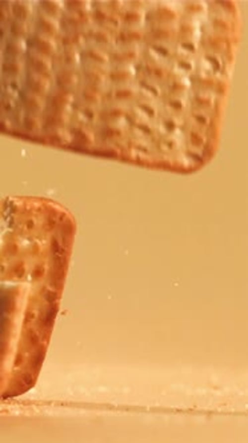 The Cookies Fall on the Table Filmed on a Highspeed Camera at 1000 Fps