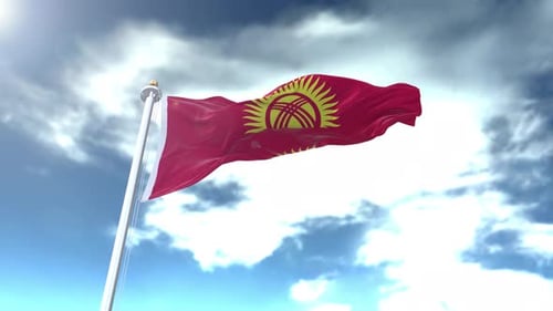 Realistic Waving Flag of Kyrgyzstan Animation