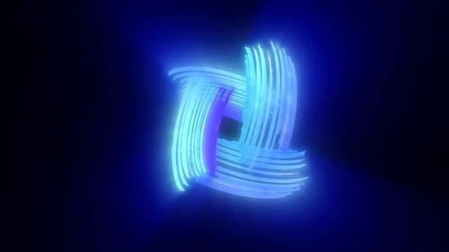 Abstract glowing blue ring with dynamic segmented energy trails