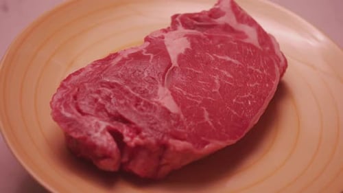 Ribeye Steak Fresh Raw Beef Meat Close Up Marbled Beef Meat Ribeye Steak Black Angus Meat Steaks