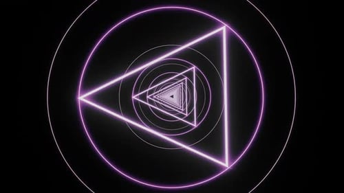 Neon Geometric Triangles and Circles Tunnel Loop
