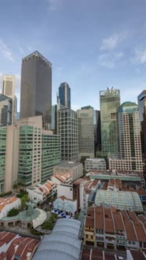 Singapore Central Business District Skyline in Vertical