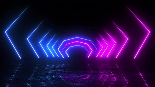 Abstract Neon Glowing Lights Stage Video Background Loop 4K