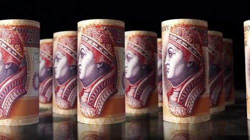 Poland 200 zloty money banknotes rolls seamless loop