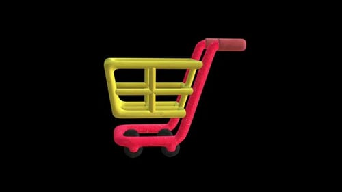 Animated 3D Shopping Cart Icon for E-commerce