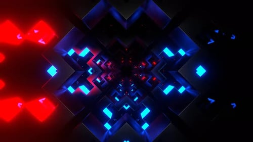 Red And Blue Neon Shapes Movement Background Vj Loop In 4K