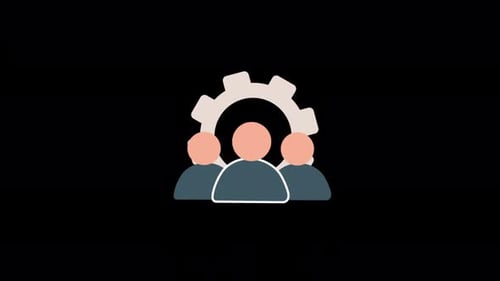 Animated Teamwork Corporate Icon with Gear