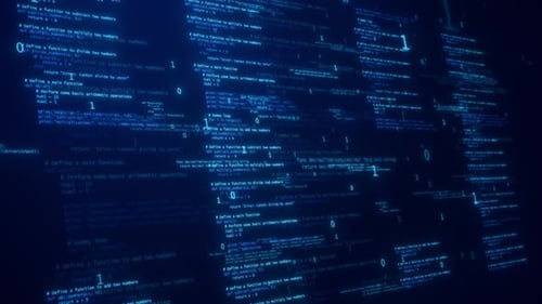 Dark Blue Matrix: Cybersecurity Concept with Hacking Code and Artificial Intelligence HD