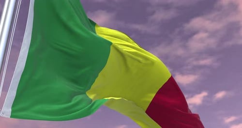 Realistic Flag Waving Animation Against Cloudy Sky