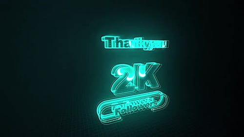 Neon Thank You 2K Followers Text Animation