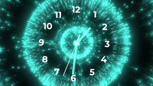 Glowing blue particles clock