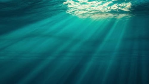 Underwater Motion Graphic with Deep Blue Ocean Surface and B