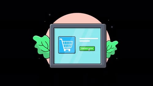 Flat Design Online Purchase and Delivery Confirmation Animation