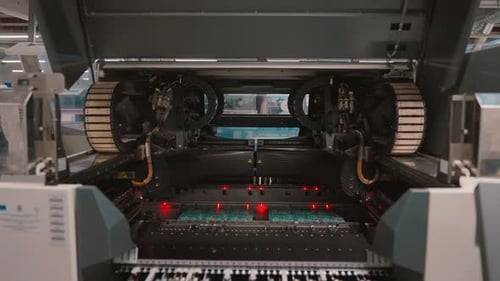 Slow Motion View of Electronics Manufacturing Process in Industrial Setting