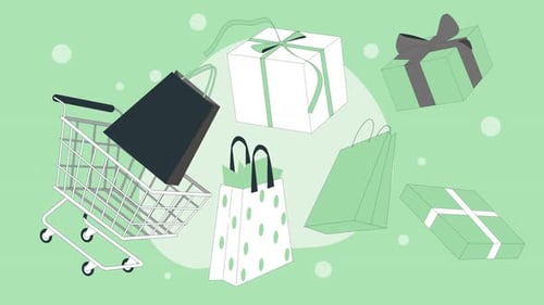 Modern Flat Design Animation of Shopping and Gift Items