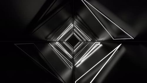 White Neon Triangles Tunnel Background Vj Loop In 4K