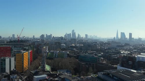 London Skyline Featuring Central Saint Giles Building Complex in Camden and Financial Districts