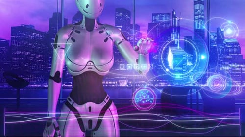 Infográfico de inteligência artificial e criptomoeda 4K