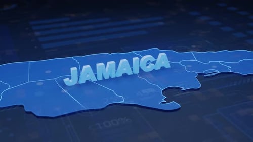 3D Digital Map of Jamaica Reveal with Animated Data