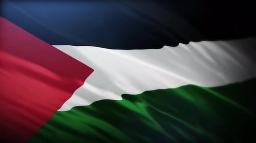 Dynamic Palestine Flag Waving in Realistic Fabric