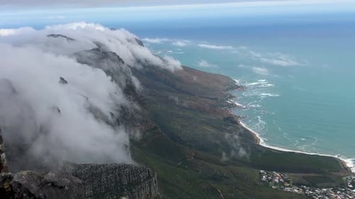 View of Clouds Rolling over Table Mountain in Cape Town South Africa