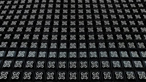 Animated Abstract Geometric Pattern on Black Squares