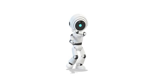 Robot Fight Kung Fu on White Background