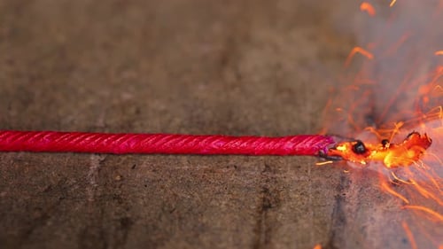 Macro shot of a burning fuse