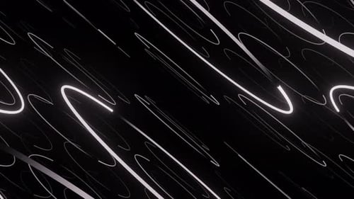 Rotating White Neon Circles in Black Tunnel Seamless Animation