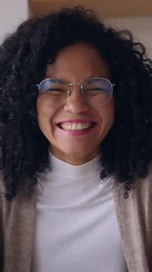 Smiling Woman with Glasses Close Up Portrait